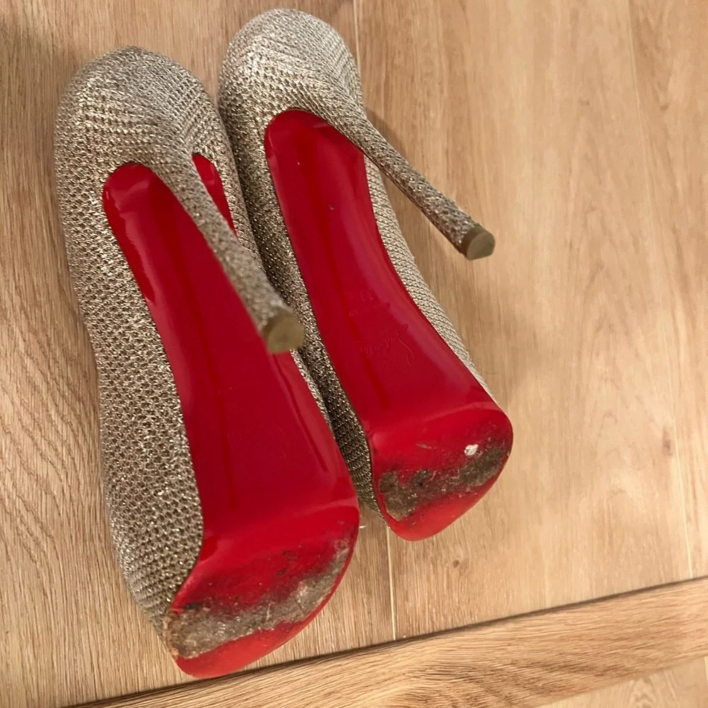 Sparkling Silver Peep-Toe Platform Pumps